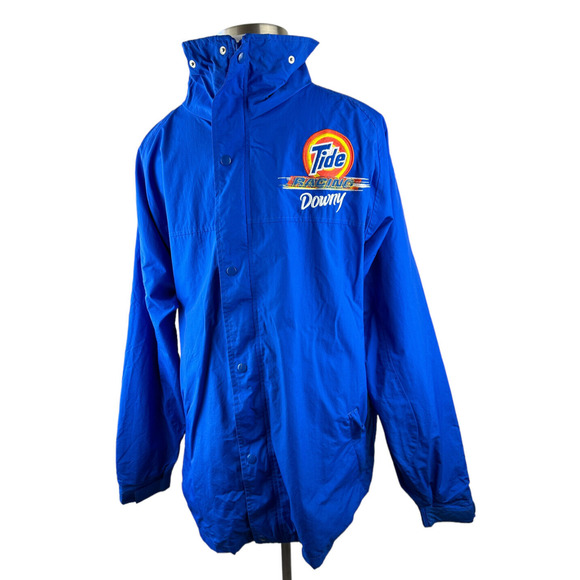 Tide Downy Jacket Blue Nylon Embroidered Full Zip Shell Windbreaker Men's XL - Picture 7 of 15